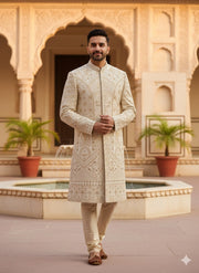 ELEGANT IVORY CREEM SHERWANI GROOMSWEAR