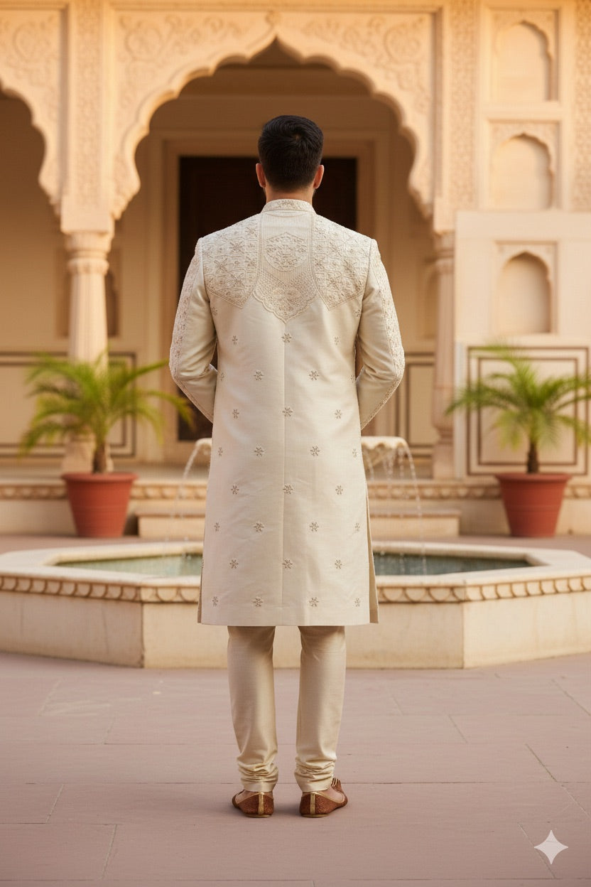 ELEGANT IVORY CREEM SHERWANI GROOMSWEAR