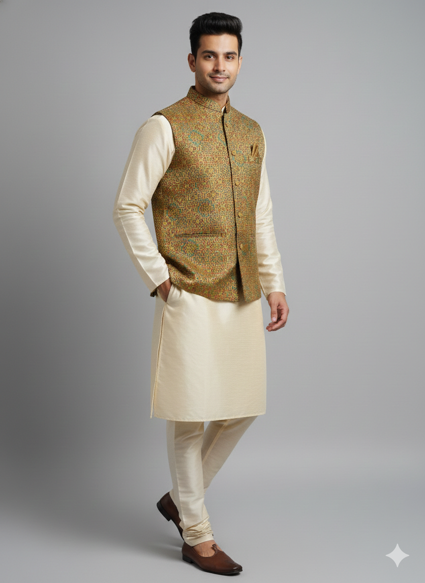 JACQUARD BLEND KOTI KURTA SET