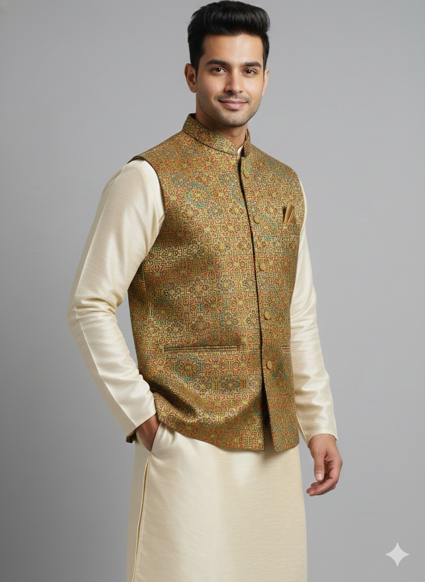 JACQUARD BLEND KOTI KURTA SET