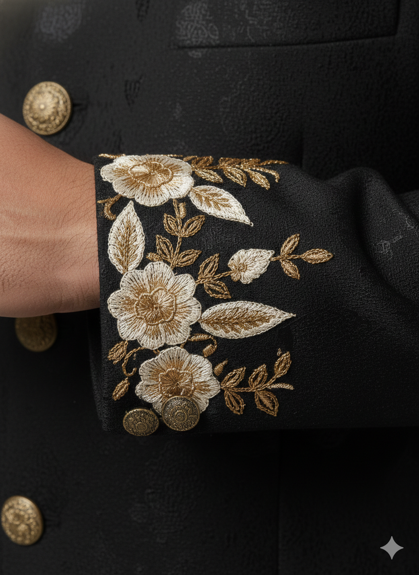 PRIMIUM BLACK JODHPURI WITH ANTIQUE GOLD WORK