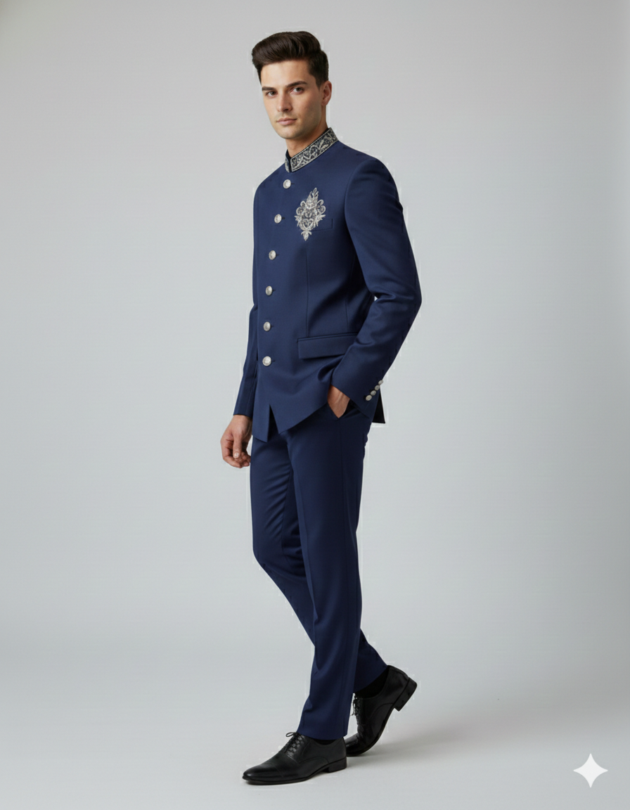 ARMANI BLUE JODHPURI WITH ZARDOSI WORK