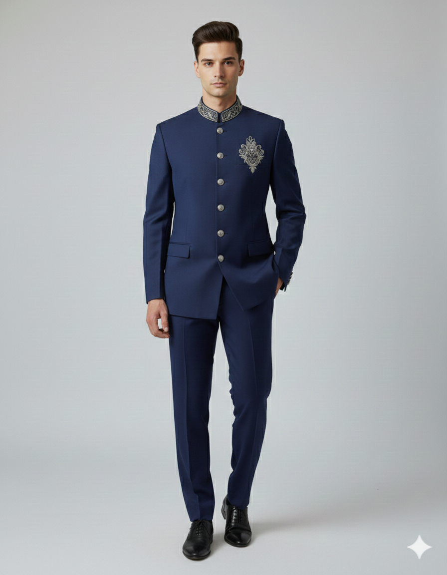 ARMANI BLUE JODHPURI WITH ZARDOSI WORK