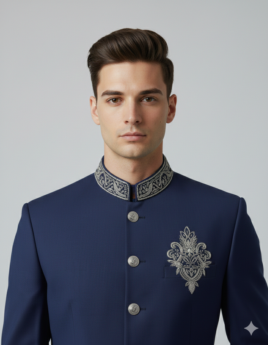 ARMANI BLUE JODHPURI WITH ZARDOSI WORK