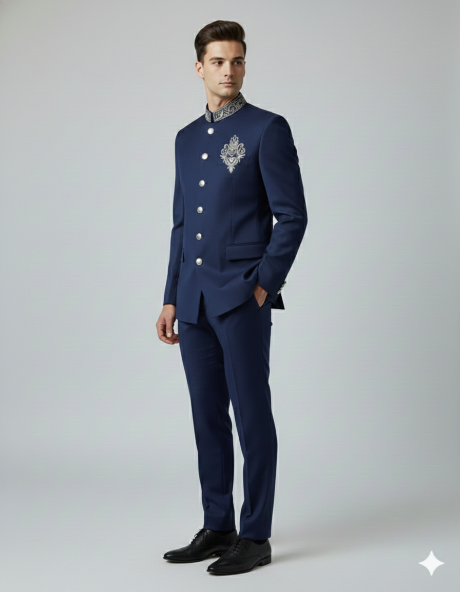 ARMANI BLUE JODHPURI WITH ZARDOSI WORK