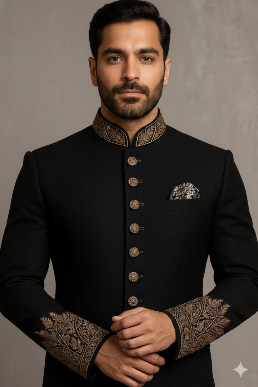 BLACK ARMANI JODHPURI WITH ZARDOSI HANDWORK