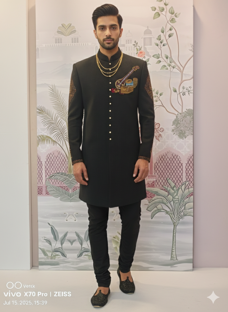 BLACK SRIPED INDO WESTERN