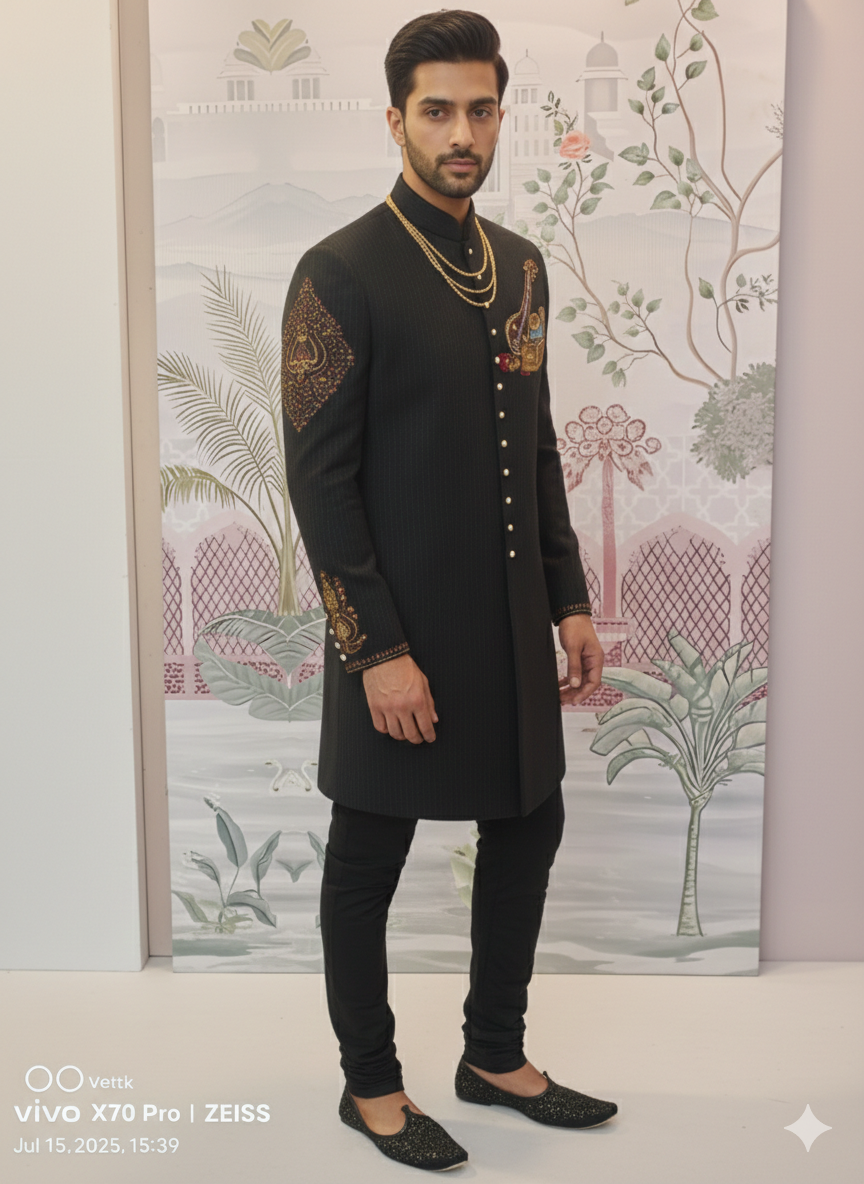 BLACK SRIPED INDO WESTERN