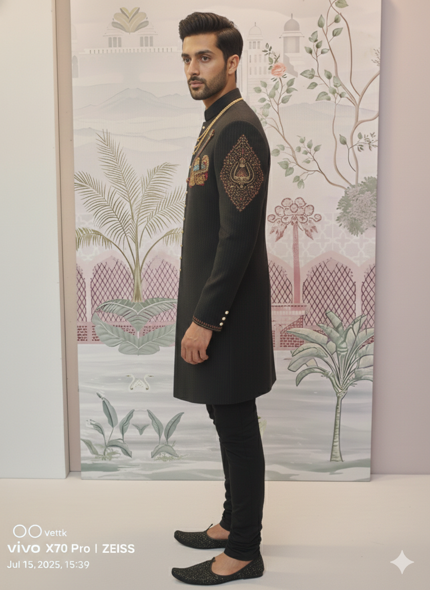BLACK SRIPED INDO WESTERN