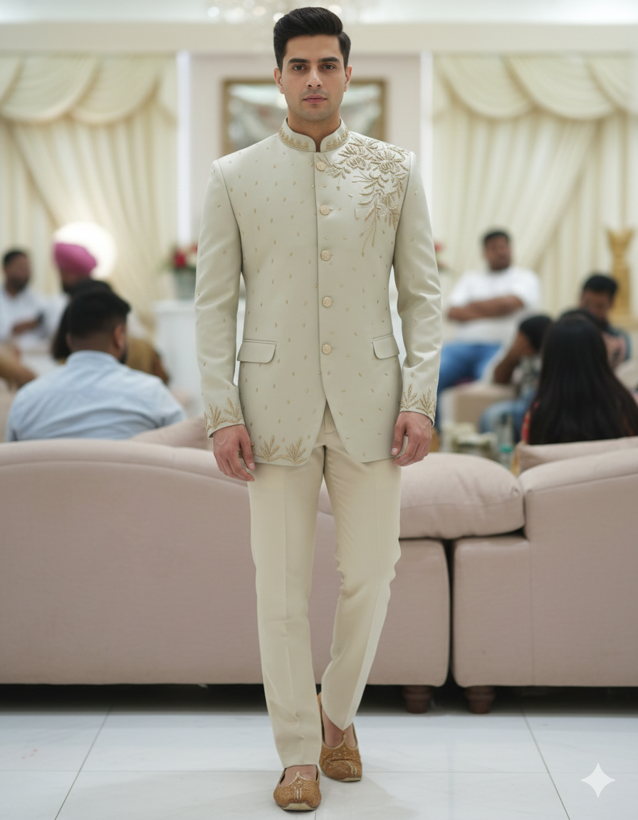 CLASSIC CREEM JODHPURI WITH ZADOSI WORK