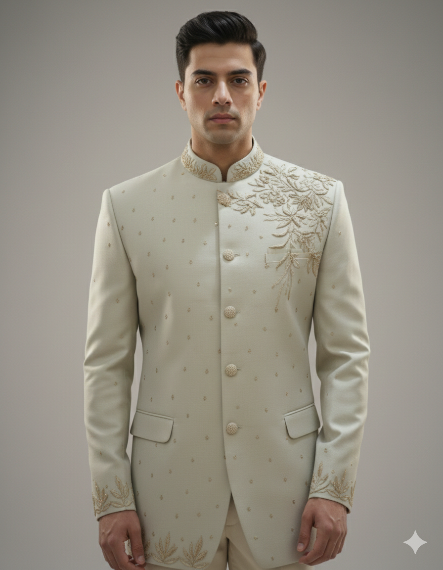 CLASSIC CREEM JODHPURI WITH ZADOSI WORK