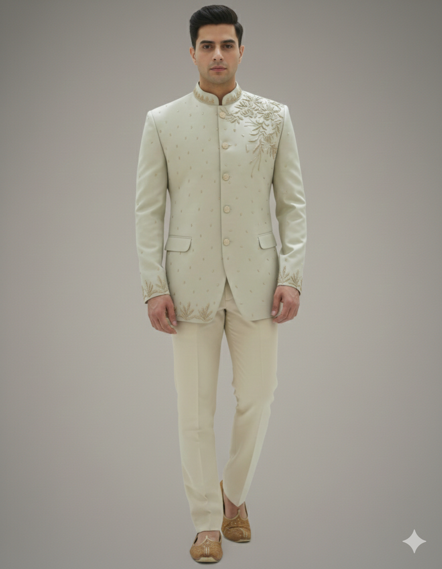 CLASSIC CREEM JODHPURI WITH ZADOSI WORK