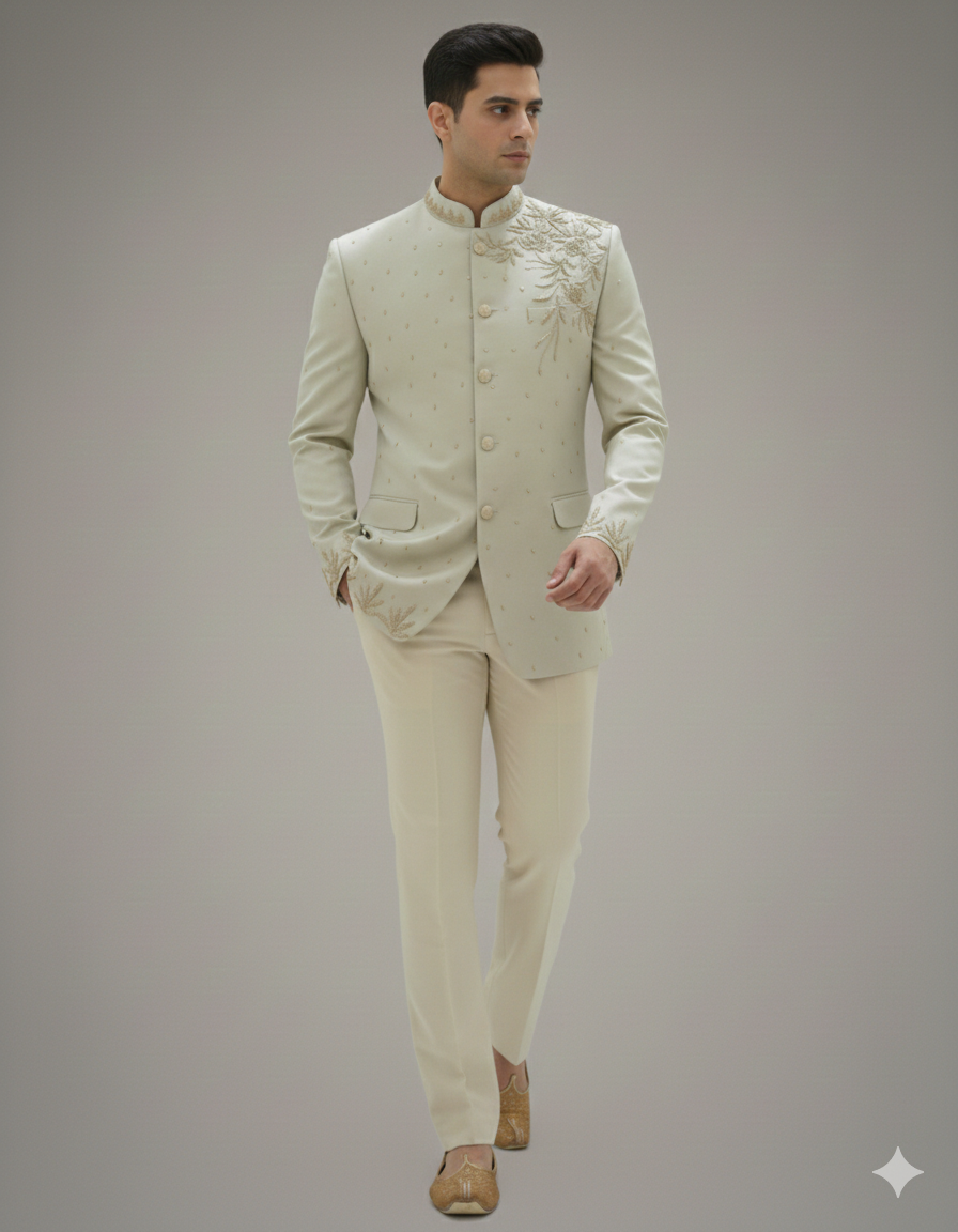 CLASSIC CREEM JODHPURI WITH ZADOSI WORK