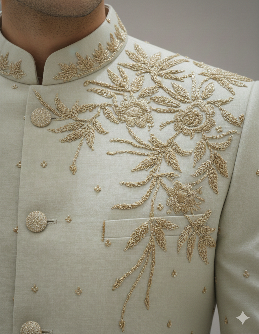 CLASSIC CREEM JODHPURI WITH ZADOSI WORK