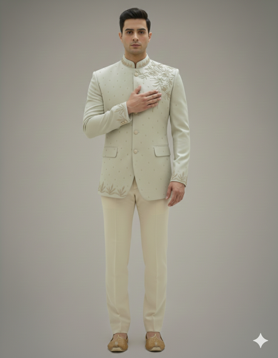 CLASSIC CREEM JODHPURI WITH ZADOSI WORK