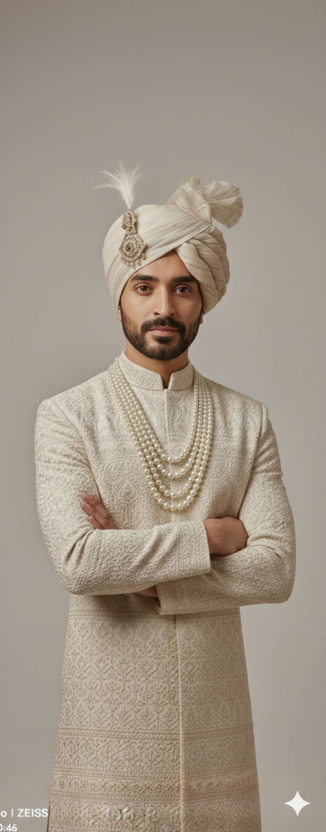 IVORY SHERWANI WITH CHIKANKAR HAVY THREAD WORK