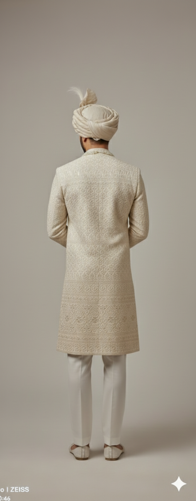 IVORY SHERWANI WITH CHIKANKAR HAVY THREAD WORK