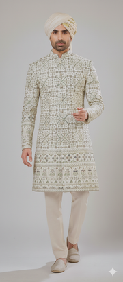 Classic Cream Embroidered Sherwani Dress For GROOM