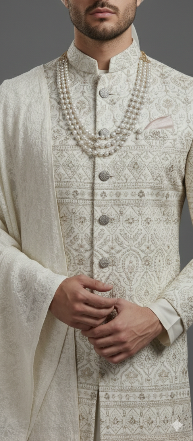 CLASSICS AND REGAL SHERWANI WITH KURTA,DUPATTA AND SAFA