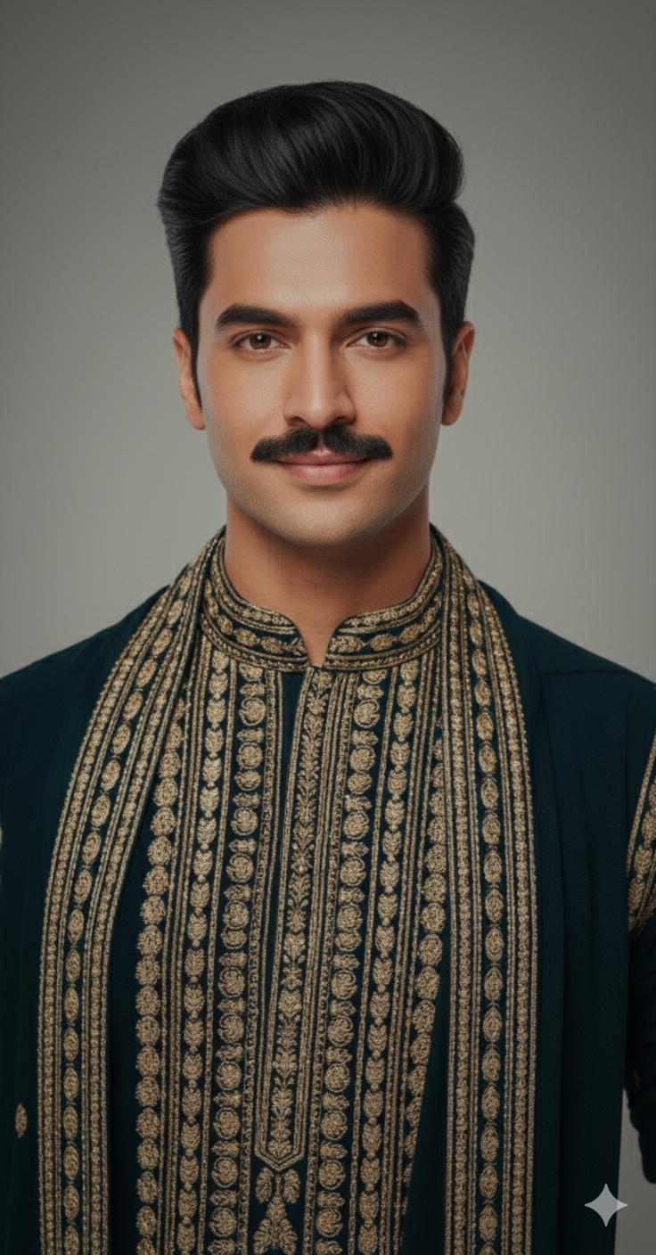 TEAL EMERALD GREEN DUPATTA STYLE KURTA WITH PAJAMA