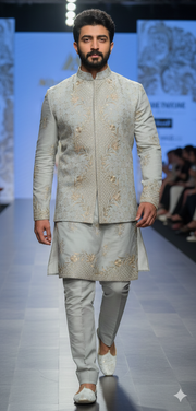 Sage Green Embroidered Bandhgala Set