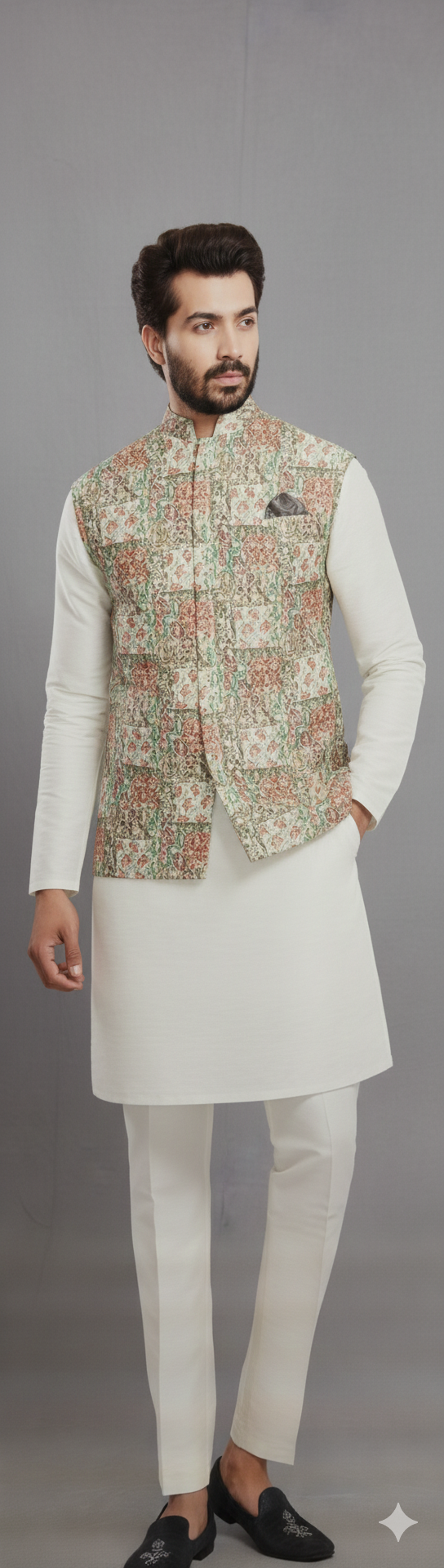 Multi-Color thred work Nehru Jacket with Kurta Set
