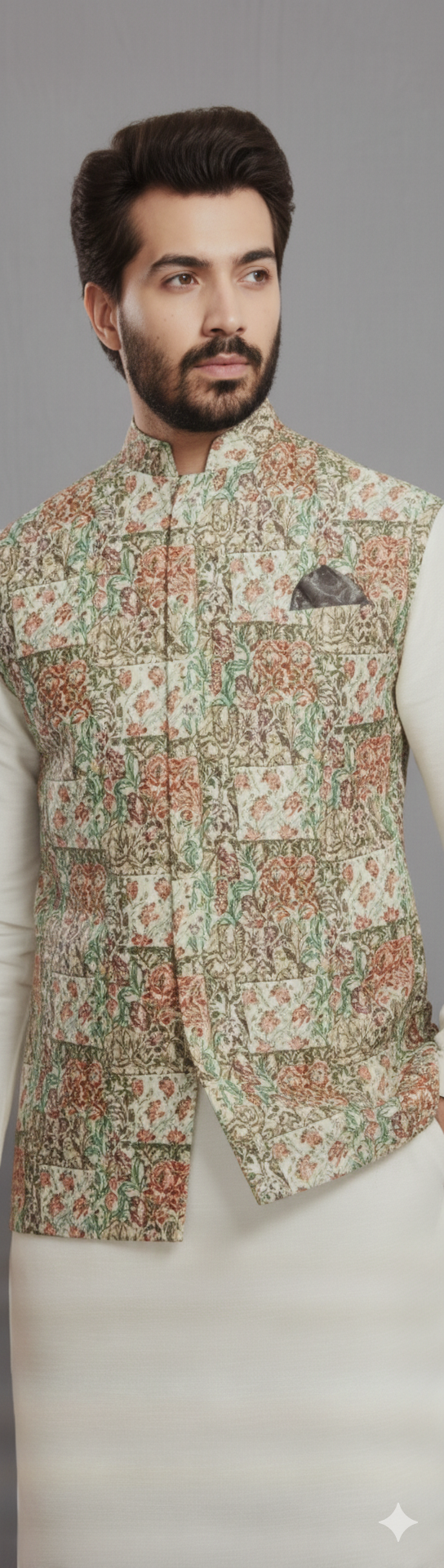 Multi-Color thred work Nehru Jacket with Kurta Set