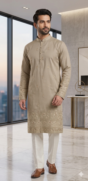 MUSHROOM BEIGE KURTA WITH PAJAMA