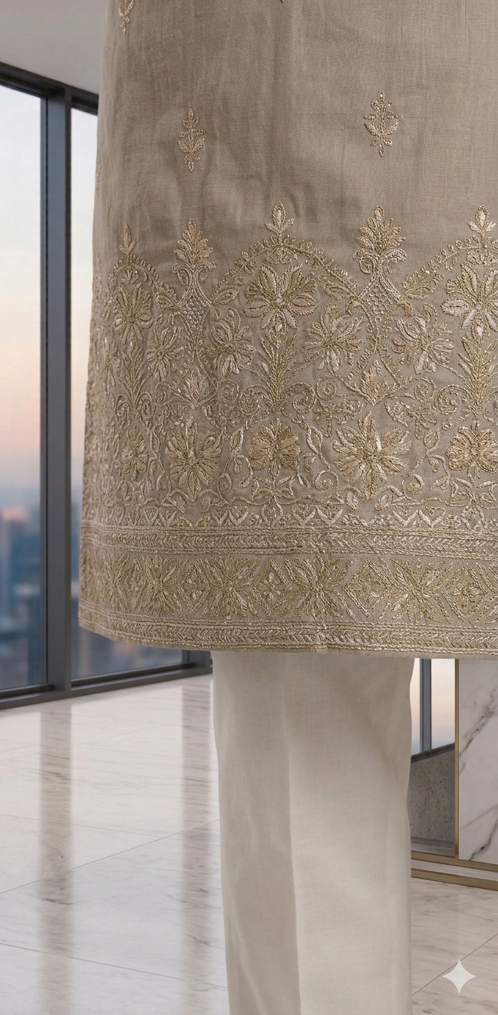 MUSHROOM BEIGE KURTA WITH PAJAMA