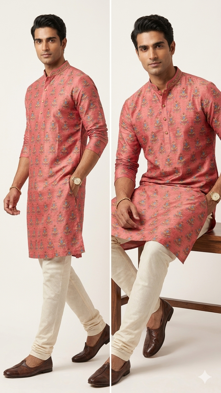 DEEP ROSE PINK PRINTED KURTA