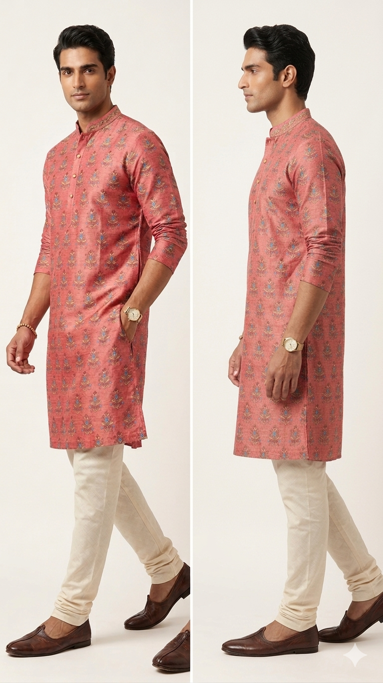 DEEP ROSE PINK PRINTED KURTA