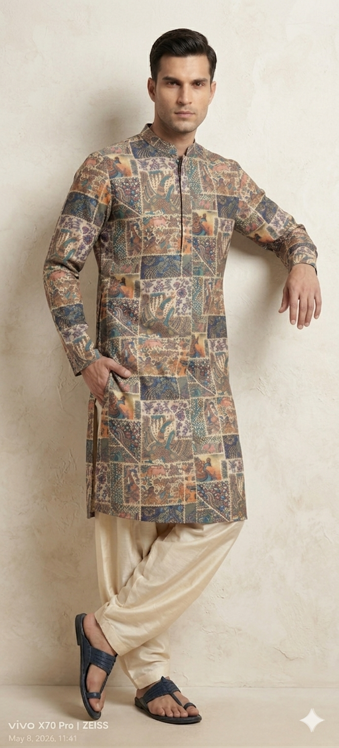 FLOKLORE MADHUBANI PRINTED KURTA