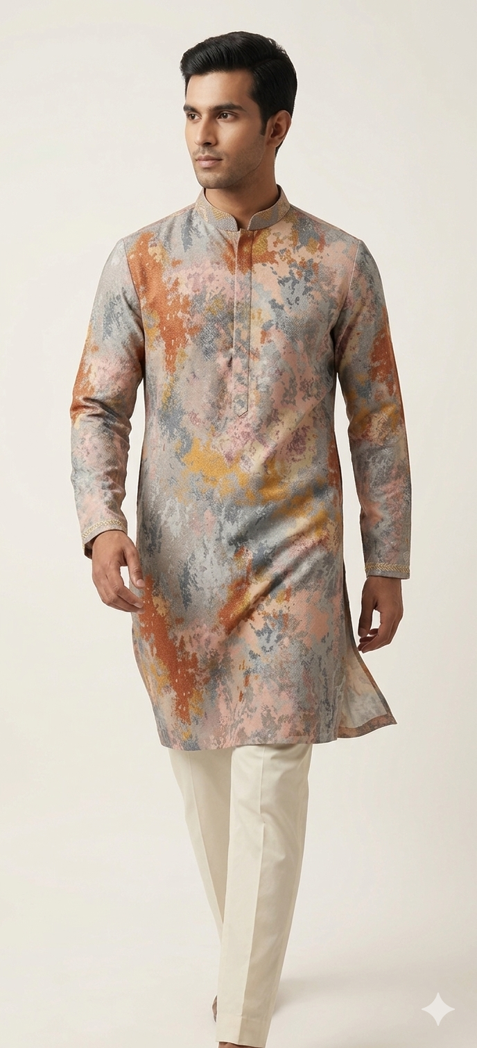 MARBLE PRINT COLOUR FULL KURTA
