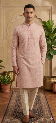 BLUSH PINK THREAD WORK KURTA