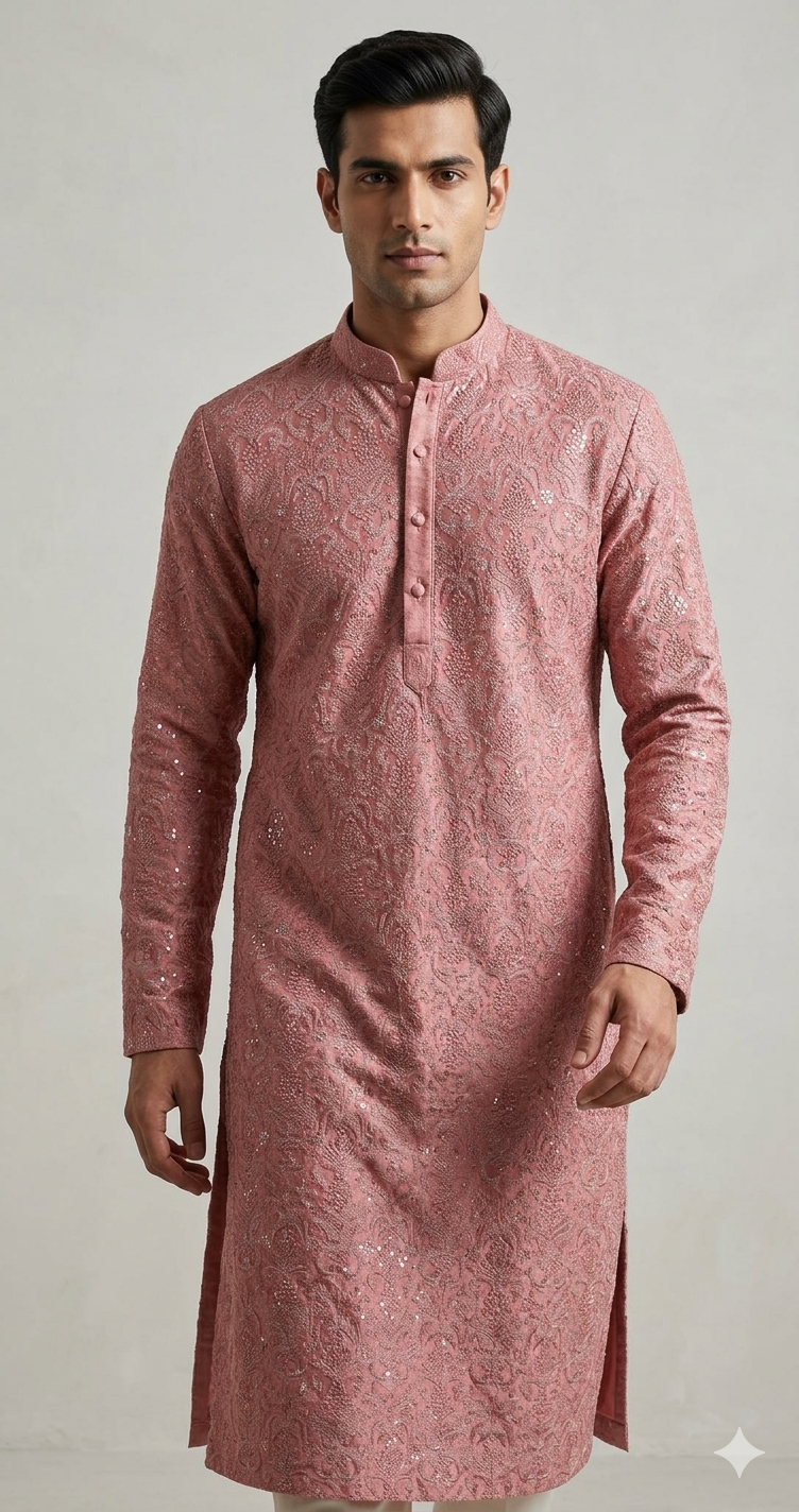 DUSTY ROSE EMBROIDERY KURTA