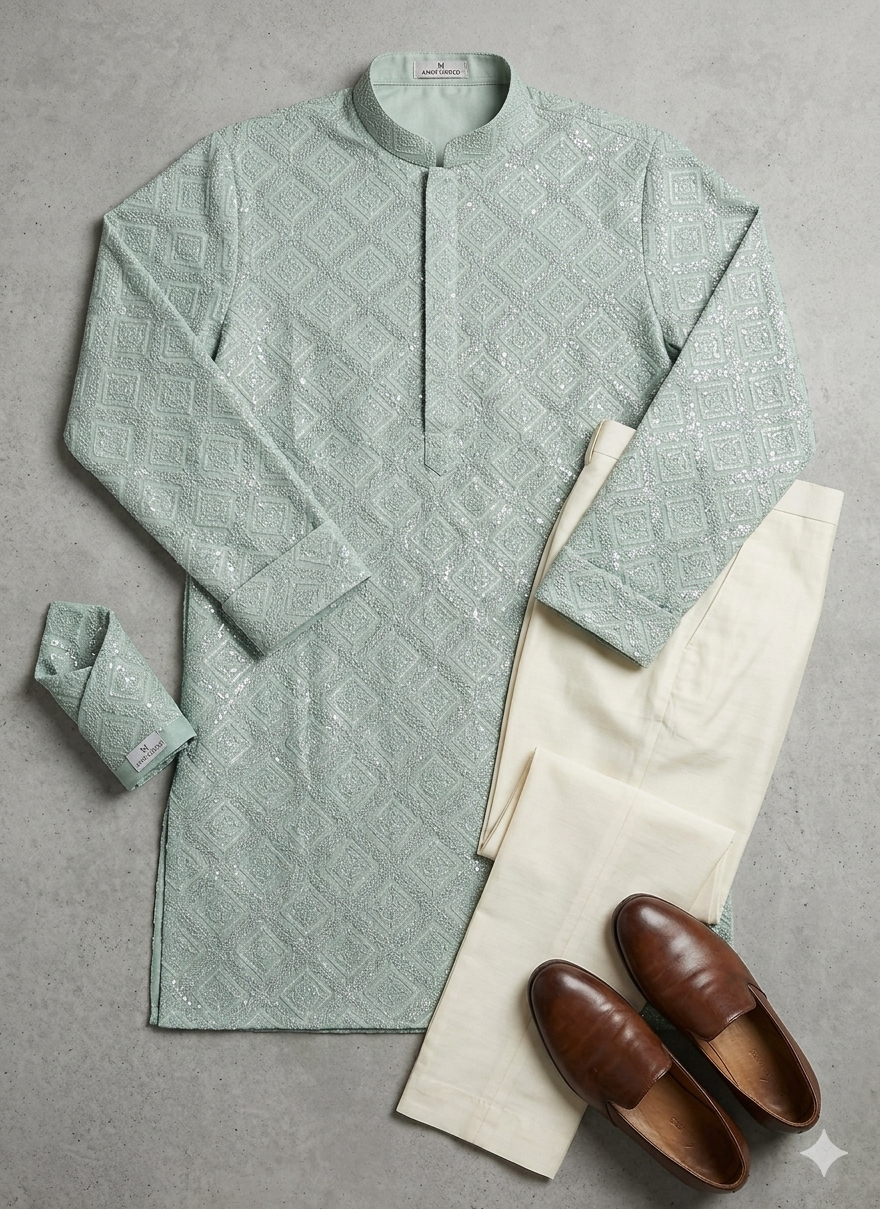 MINT SEAFOAM GREEN KURTA
