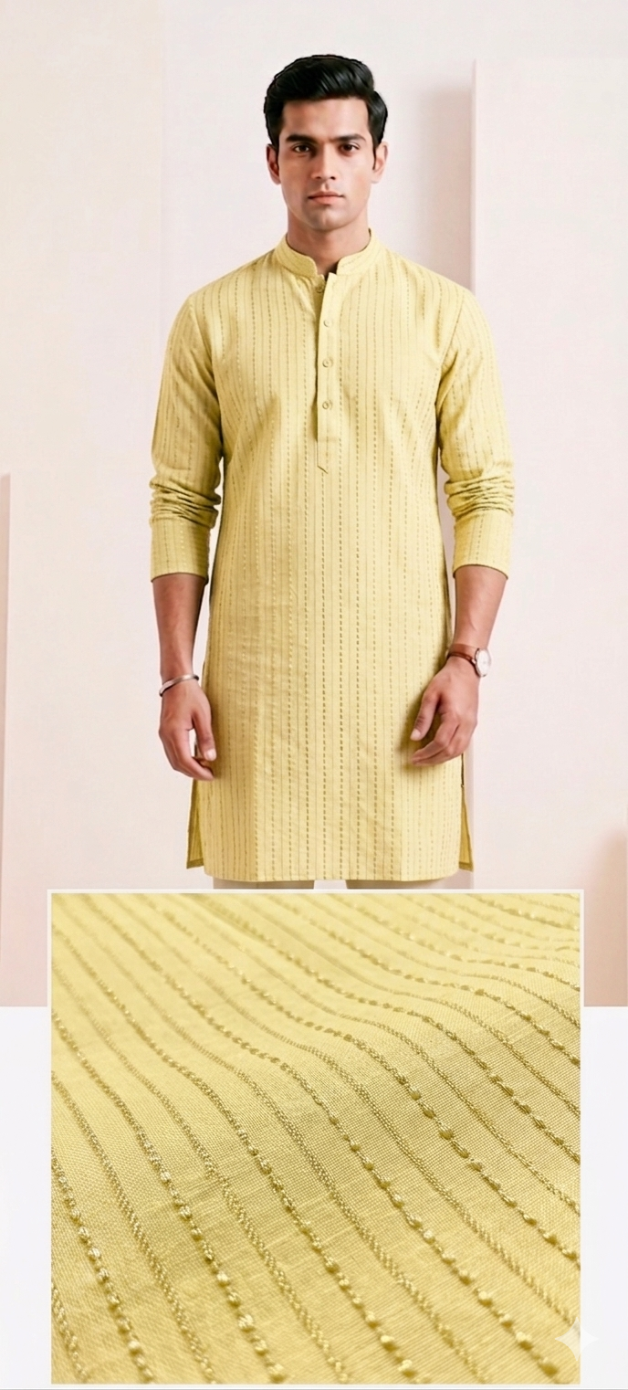 Butter yellow strip Kurta