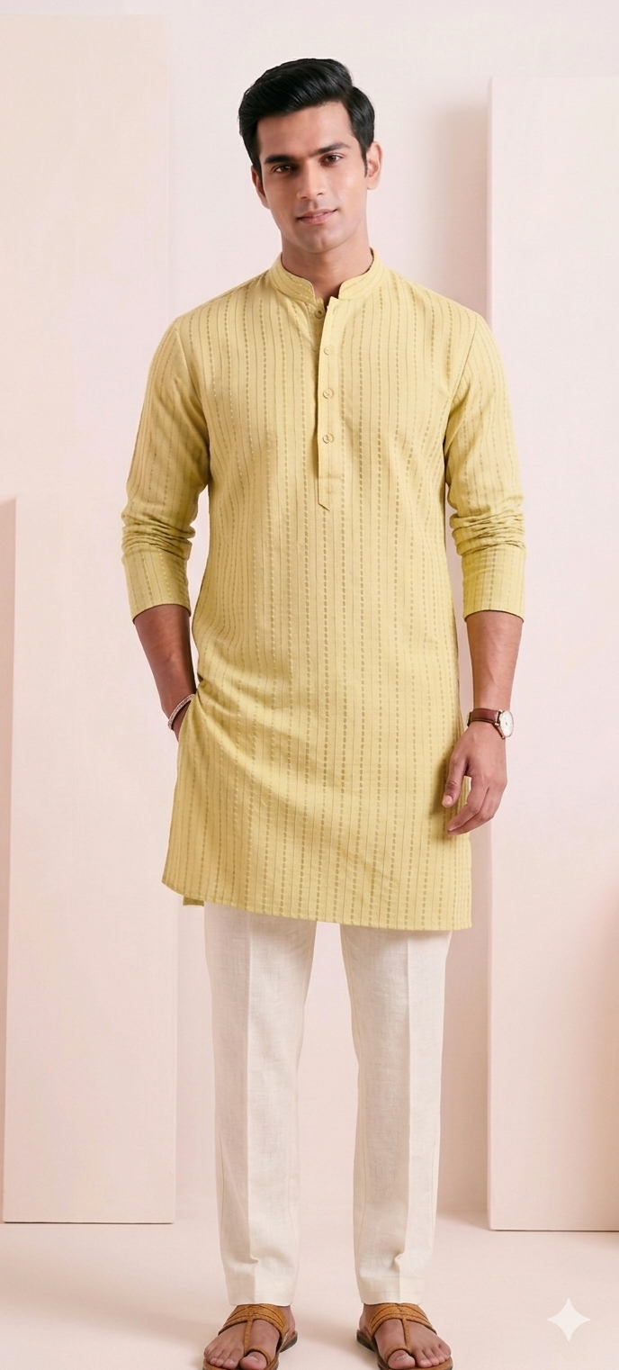 Butter yellow strip Kurta