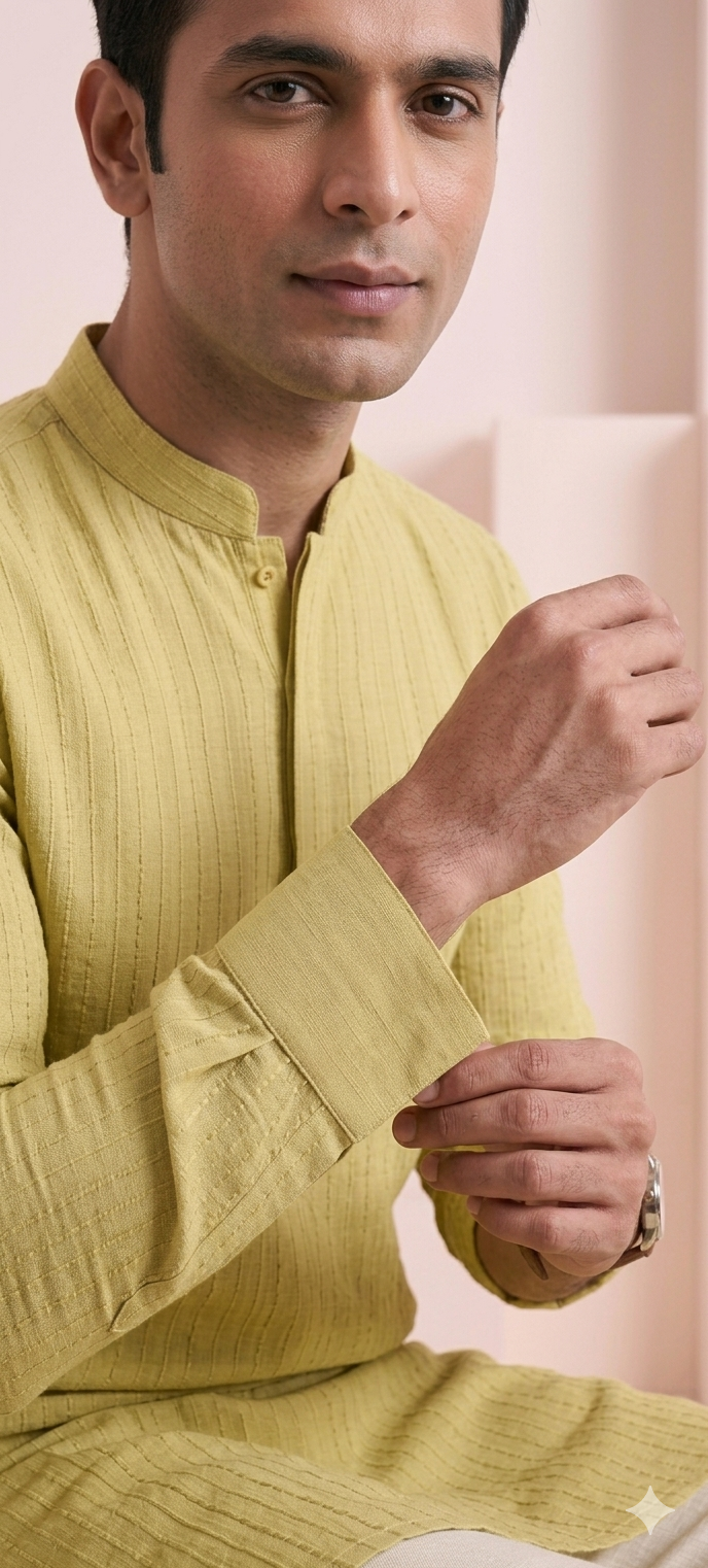 Butter yellow strip Kurta