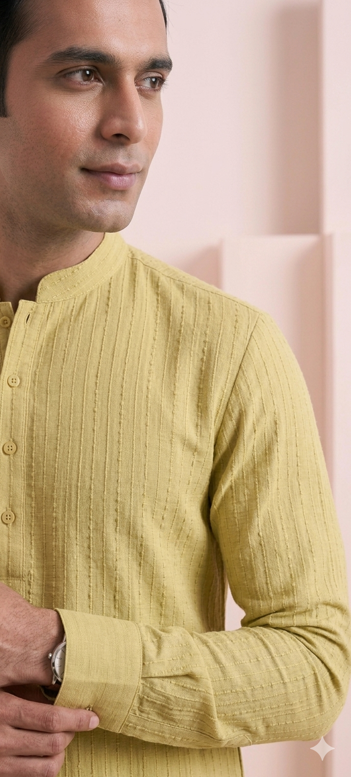 Butter yellow strip Kurta