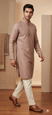 Copper Brown Jaal Thred Work Kurta