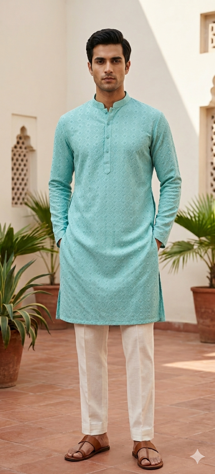 Sefoam Green Chikankari Kurta