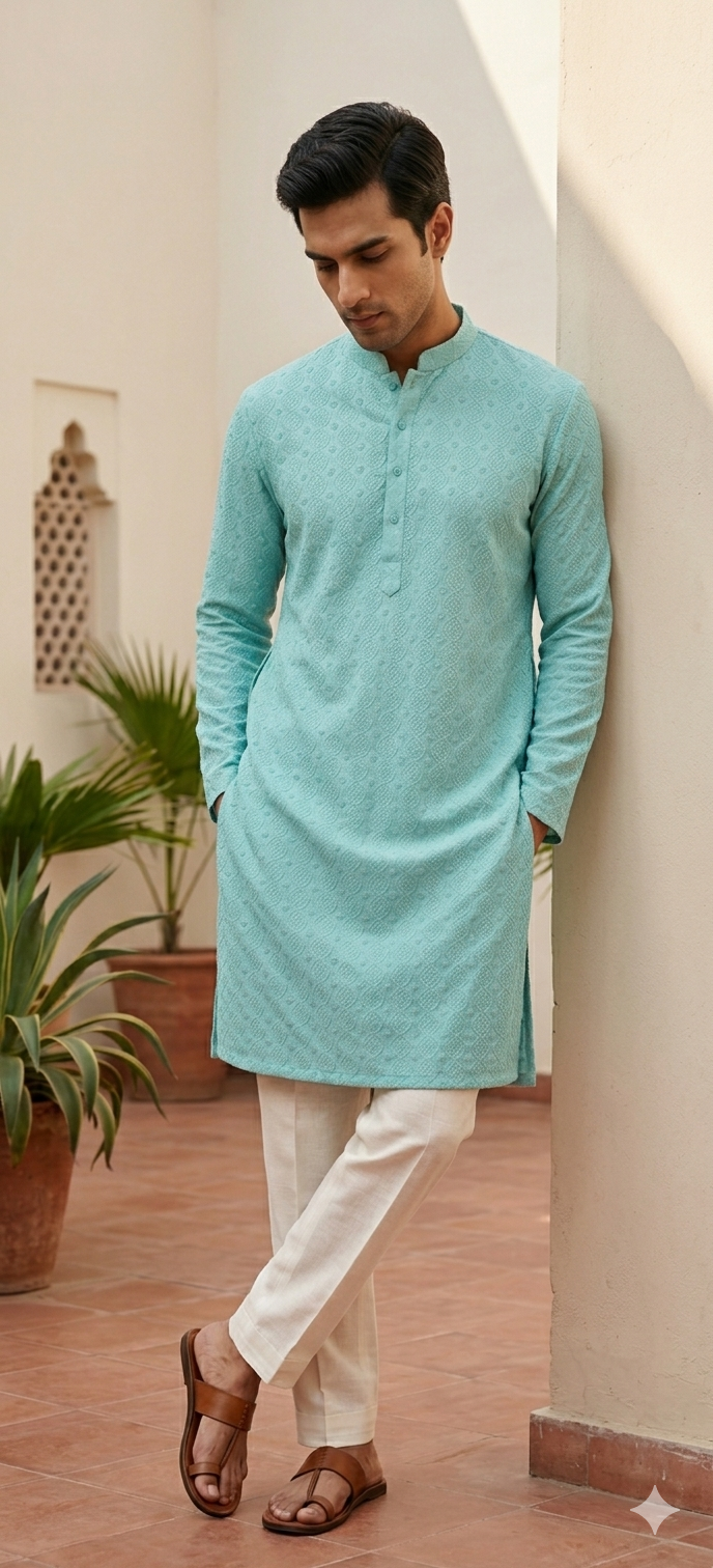 Sefoam Green Chikankari Kurta