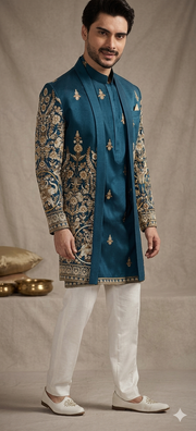Teal Blue Indo-Western Set