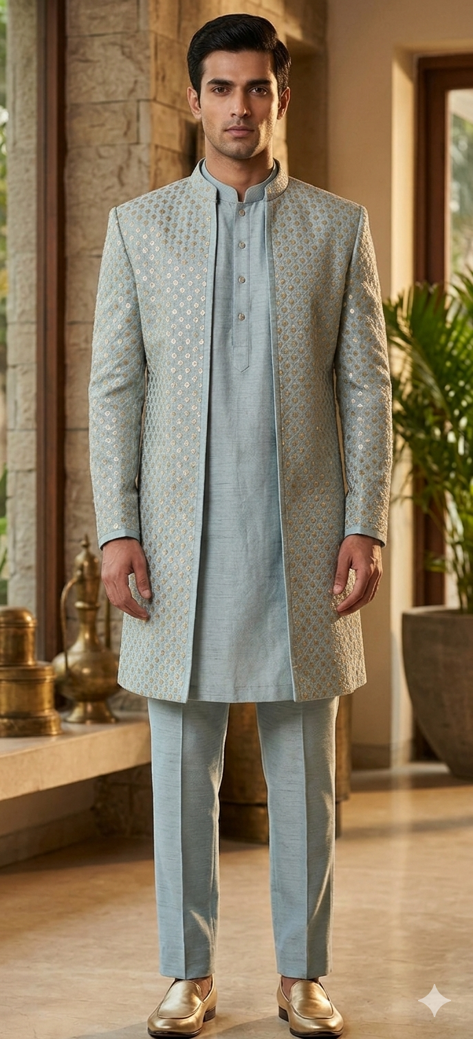 Light Blue Indo-Western Set