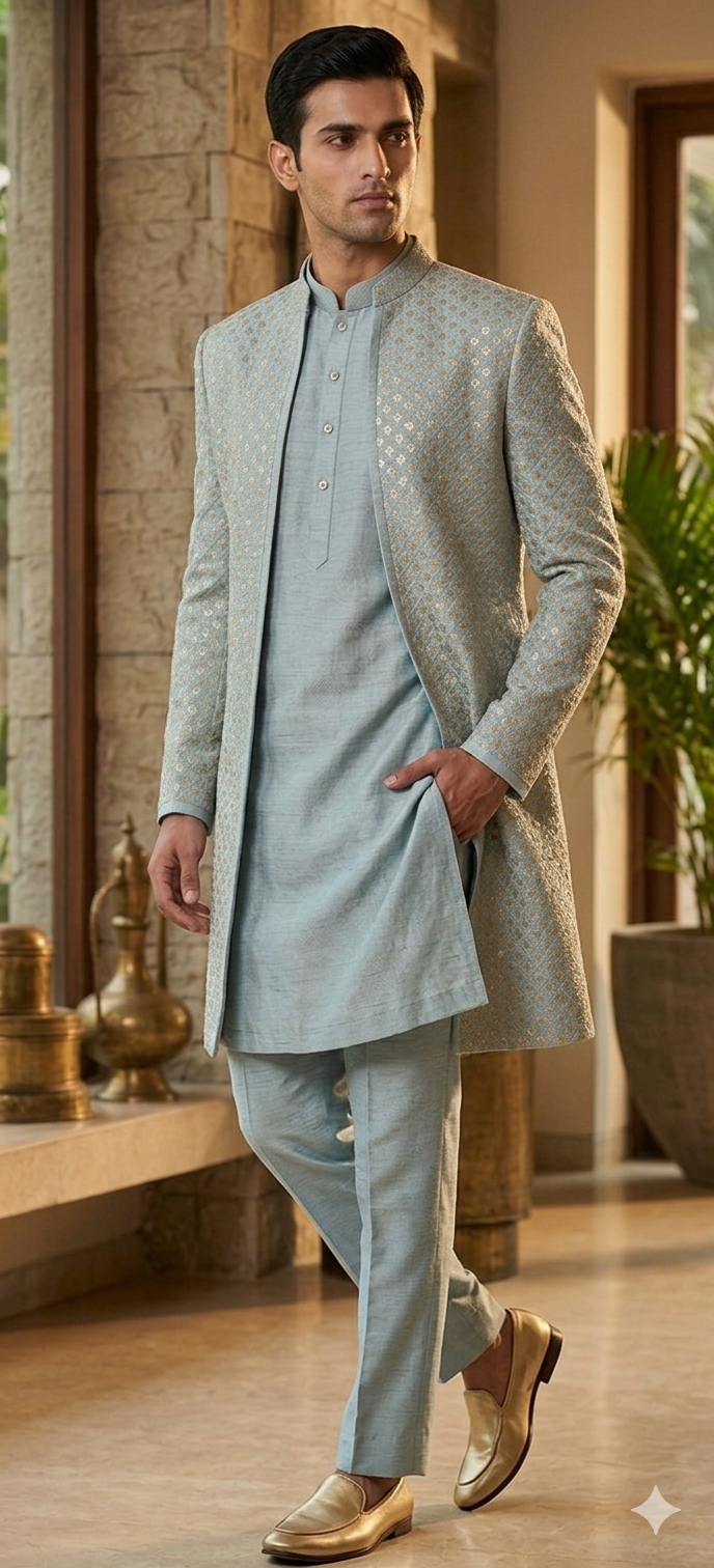 Light Blue Indo-Western Set