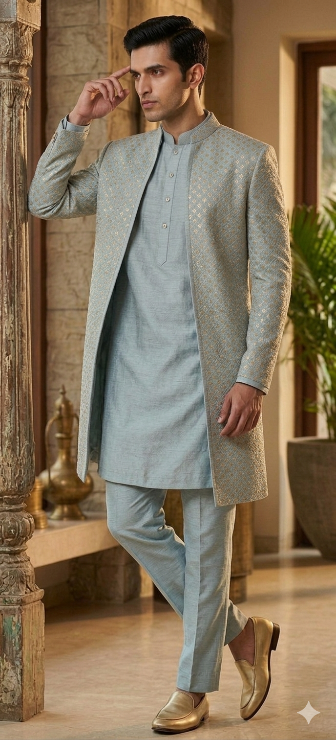 Light Blue Indo-Western Set