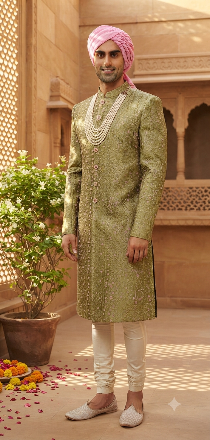 Olive Green Indo-Western