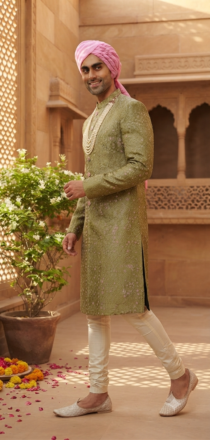 Olive Green Indo-Western