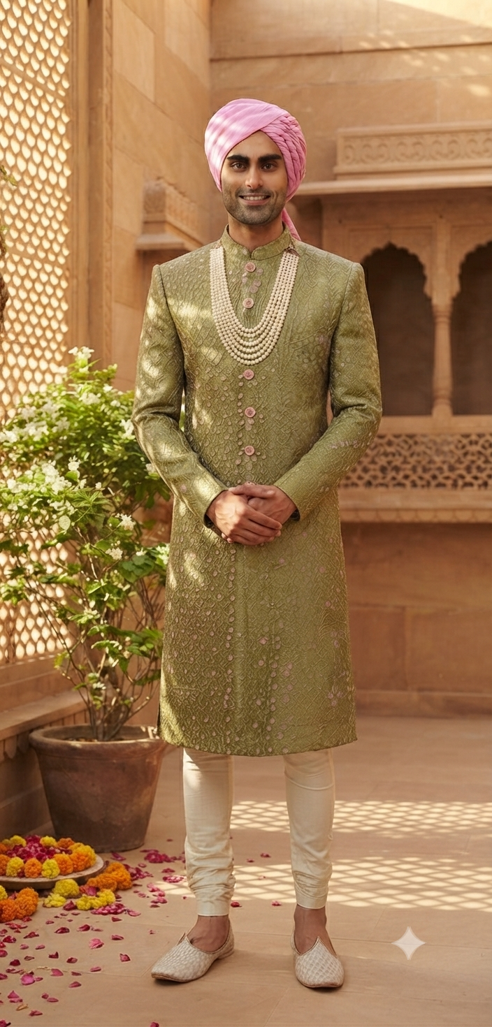Olive Green Indo-Western